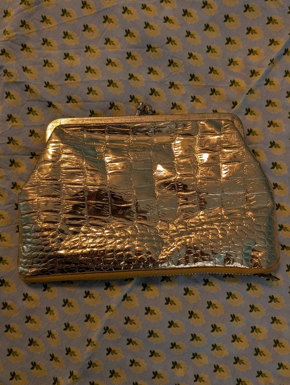 Vintage Gold Zipper Clutch